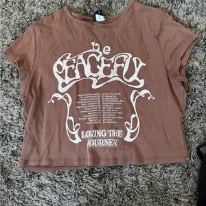 H&M Brown Graphic Crop Top